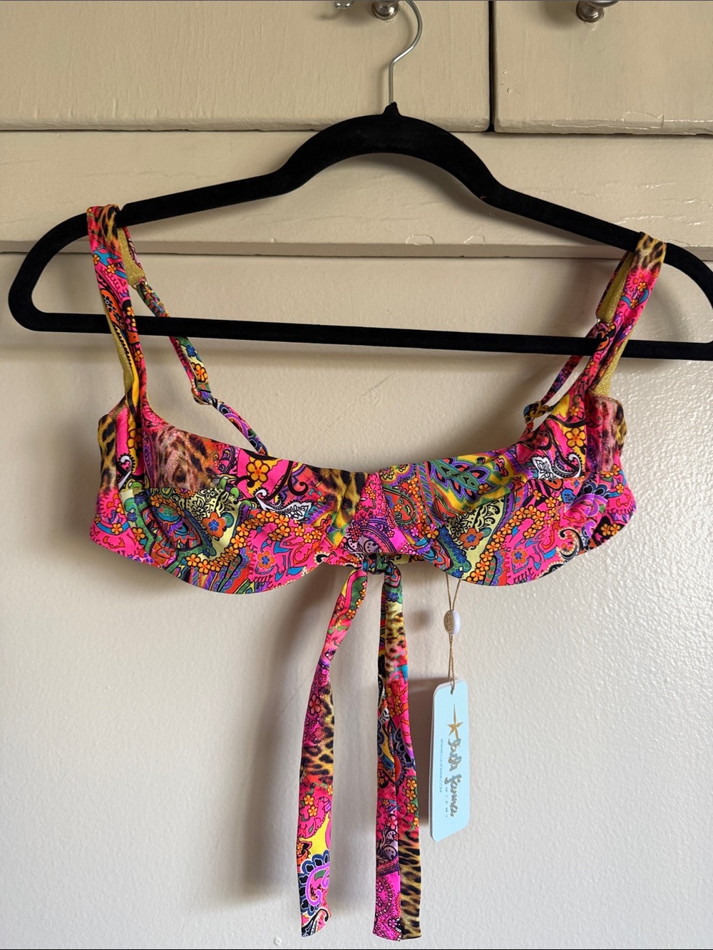 luli Fama Multicolor Printed Underwire Bikini Top NWT